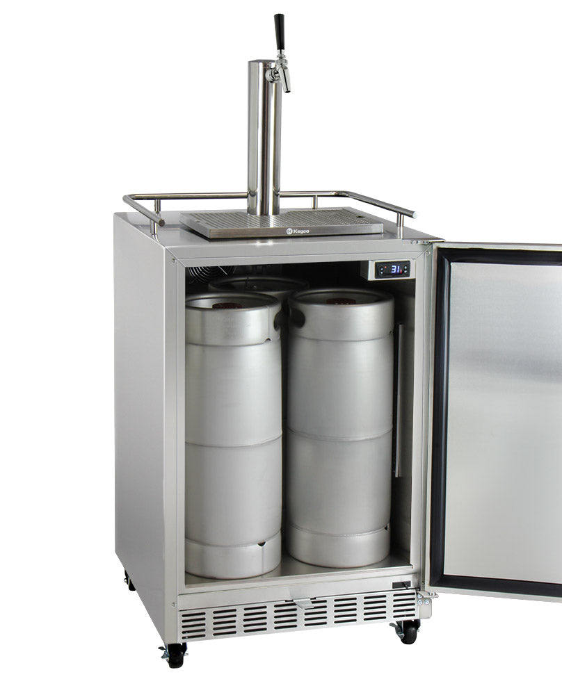 Kegco 24" Wide Single Tap Commercial Outdoor Left Hinge Kegerator with Kit - HK38SSC-L-1 - Wine Cooler City