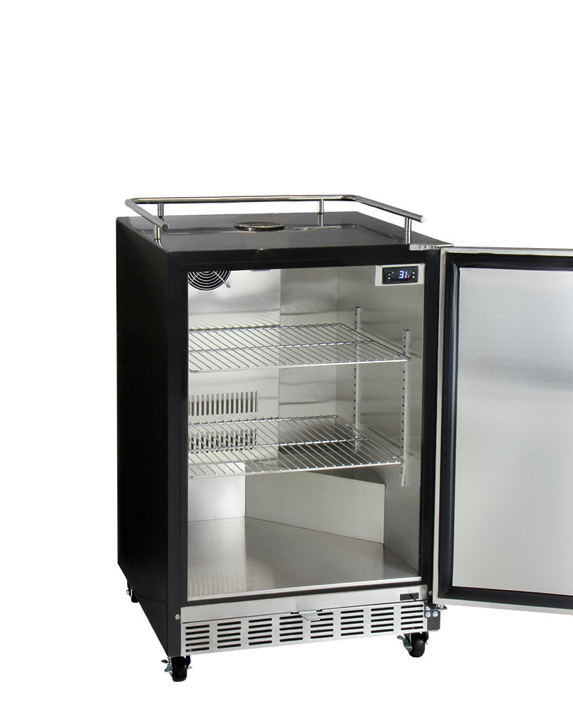 Kegco 24" Wide Single Tap Stainless Steel Commercial Built-In Right Hinge Digital Kegerator with Kit HK38BSC-1 - Wine Cooler City