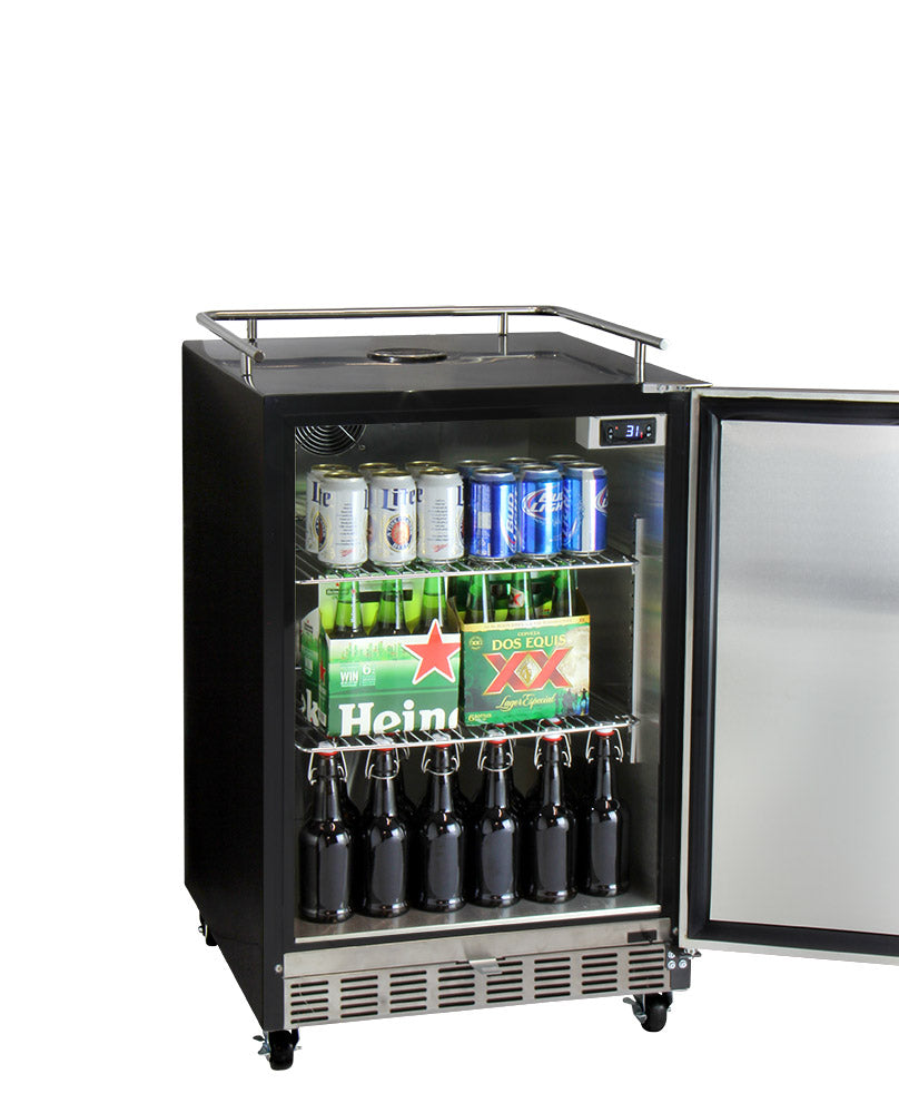 Kegco 24" Wide Triple Tap All Stainless Steel Commercial Built-In Kegerator with Kit - HK38BSC-3 - Wine Cooler City