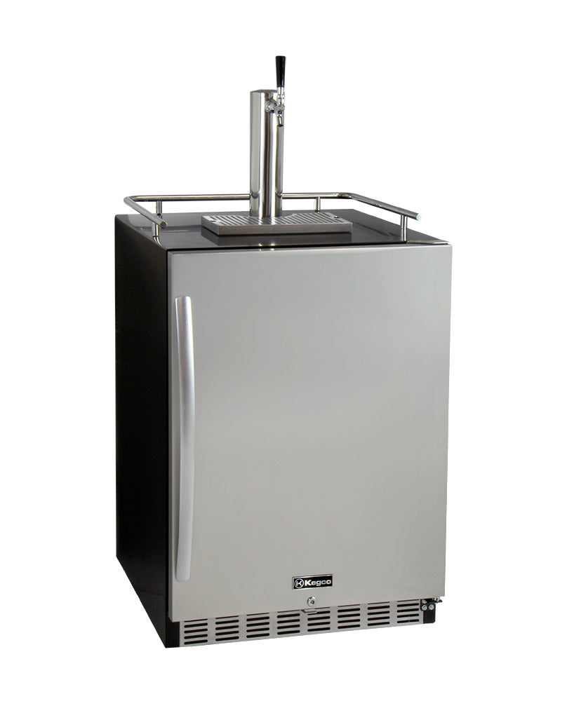 Kegco 24" Wide Kombucha Single Tap Black Commercial Built-In Right Hinge Kegerator - KOMHK38BSU-1 - Wine Cooler City