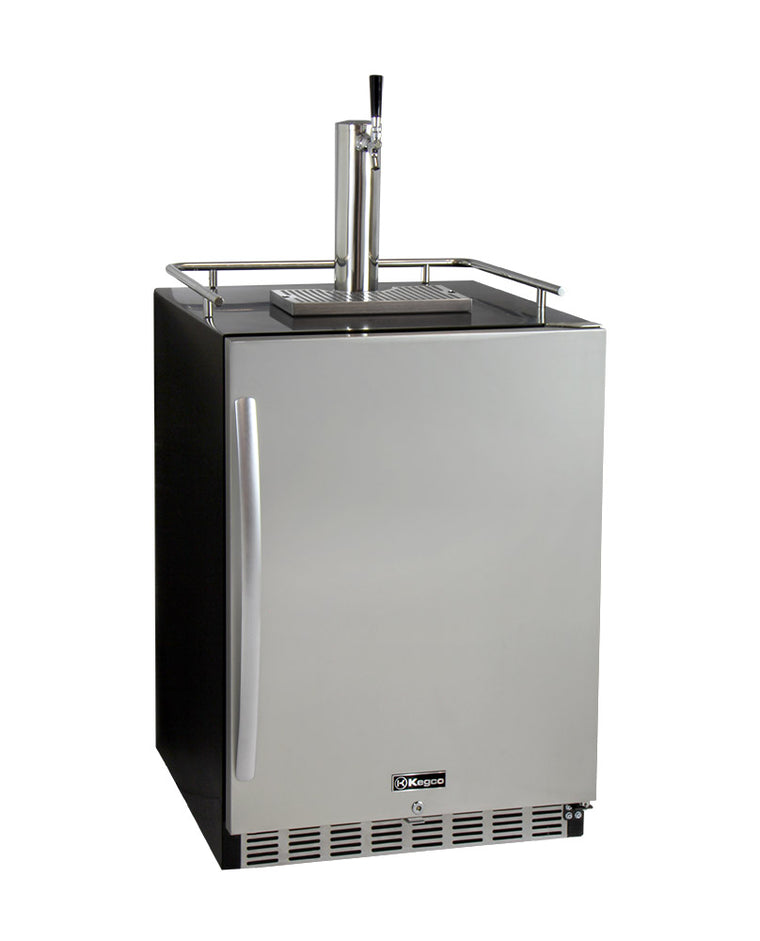 Kegco 24" Wide Kombucha Single Tap Black Commercial Built-In Right Hinge Kegerator - KOMHK38BSU-1 - Wine Cooler City