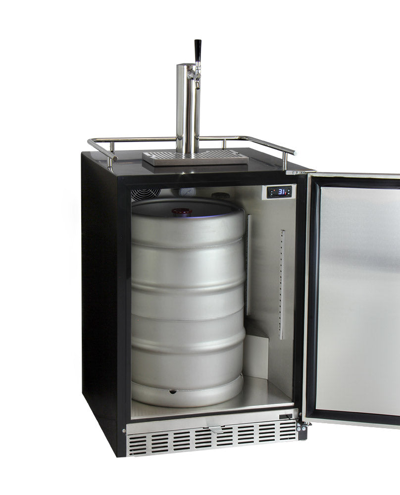 Kegco 24" Wide Single Tap Stainless Steel Built-In Right Hinge Kegerator with Kit - HK38BSU-1 - Wine Cooler City