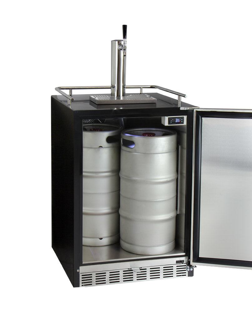 Kegco 24" Wide Single Tap Stainless Steel Built-In Digital Left Hinge Kegerator with Kit - HK38BSU-L-1 - Wine Cooler City