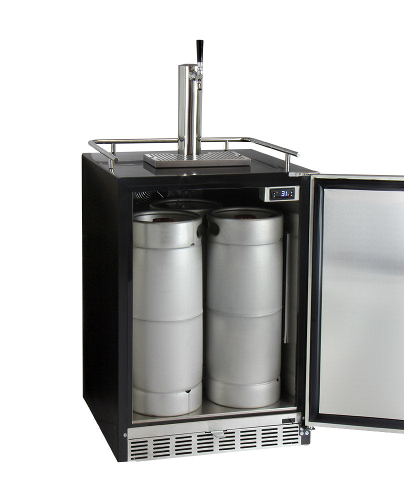 Kegco 24" Wide Single Tap Stainless Steel Built-In Right Hinge Kegerator with Kit - HK38BSU-1 - Wine Cooler City