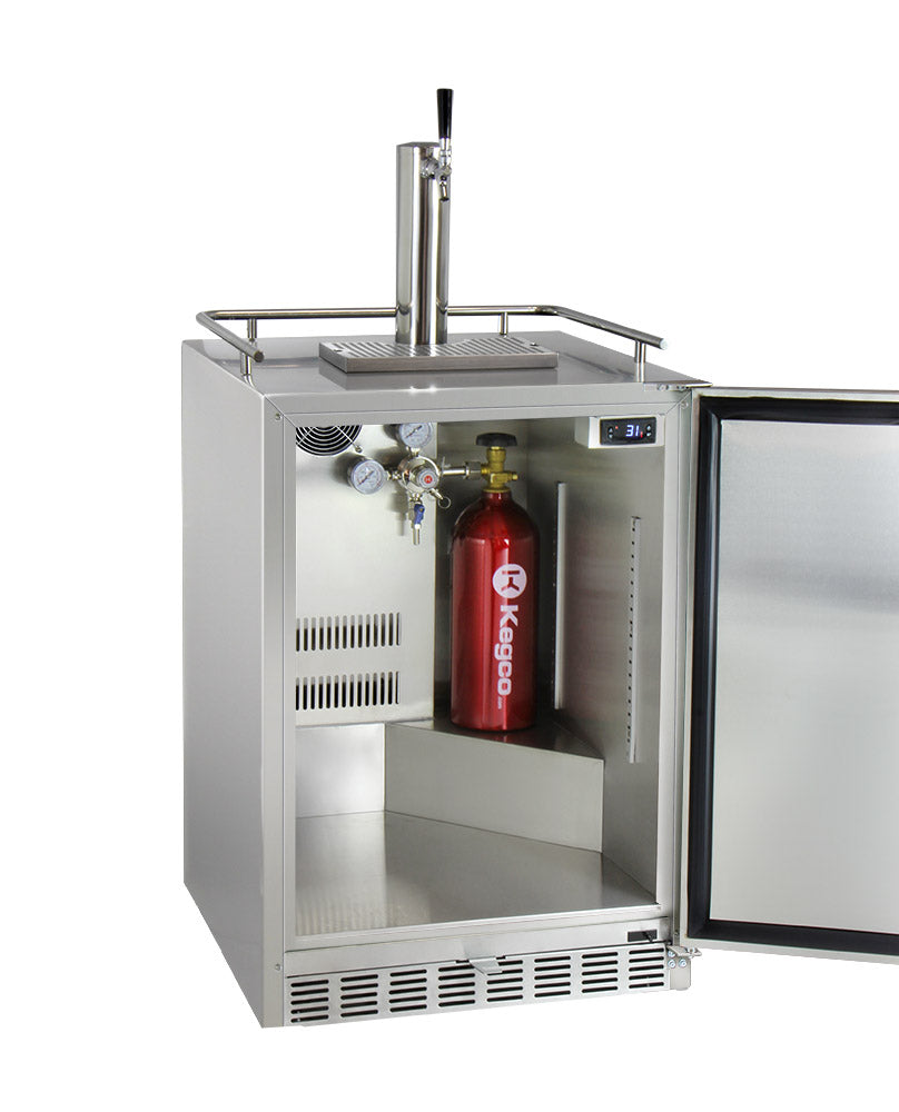 Kegco 24" Wide Single All Stainless Steel Outdoor Built-In Left Hinge Kegerator with Kit - HK38SSU-L-1 - Wine Cooler City