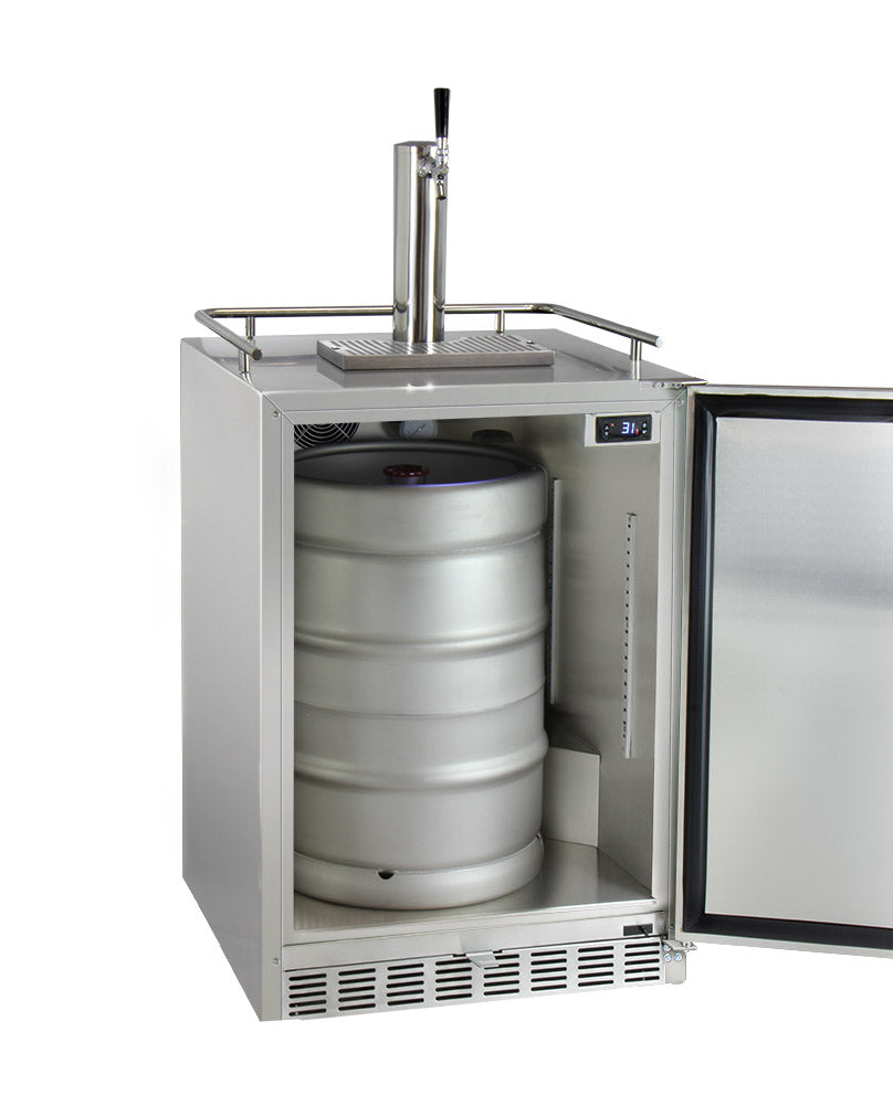 Kegco 24" Wide Single All Stainless Steel Outdoor Built-In Left Hinge Kegerator with Kit - HK38SSU-L-1 - Wine Cooler City