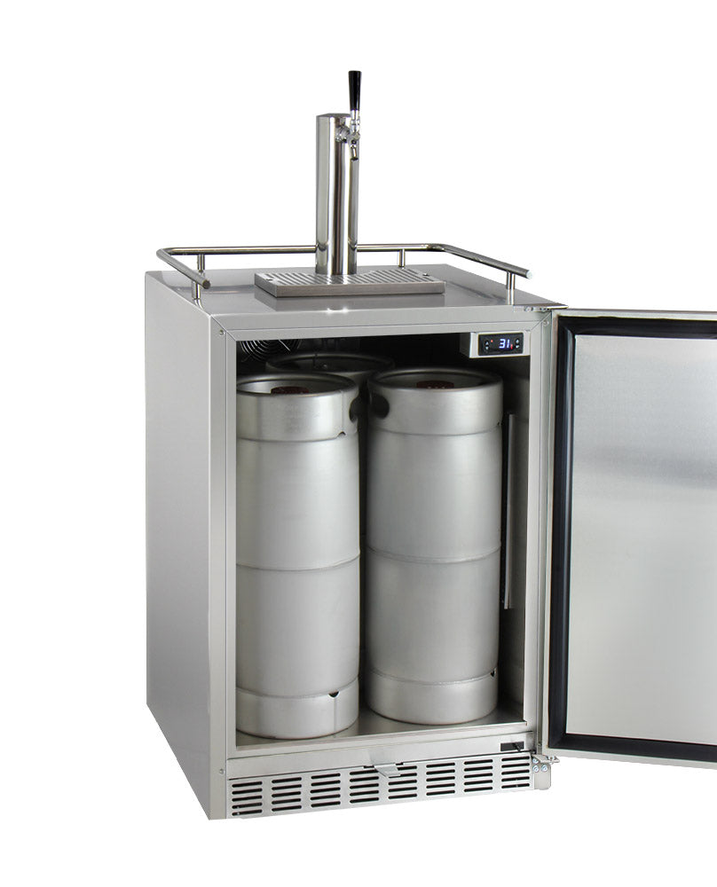 Kegco 24" Wide Single All Stainless Steel Outdoor Built-In Left Hinge Kegerator with Kit - HK38SSU-L-1 - Wine Cooler City