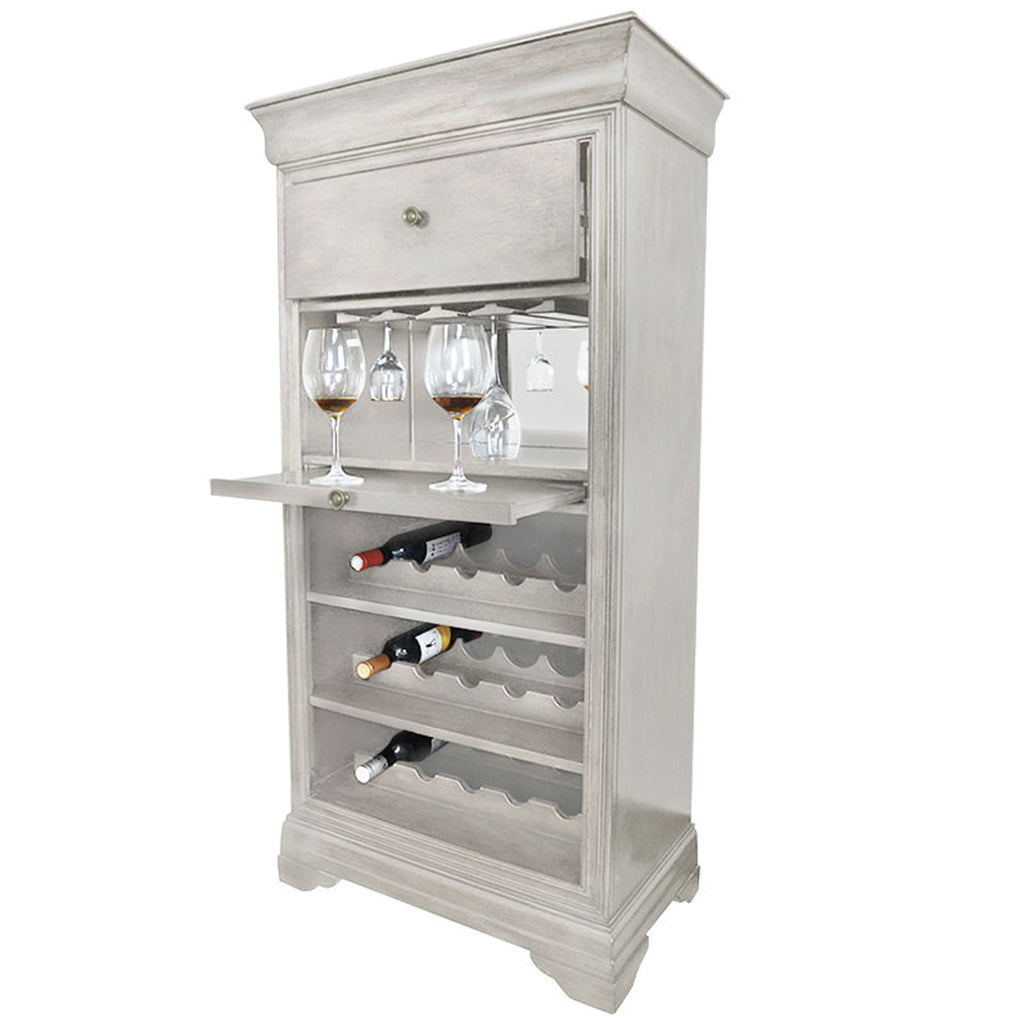 RAM Game Room Bar Cabinet with Wine Rack - Antique White - BRCB2 AW - Wine Cooler City