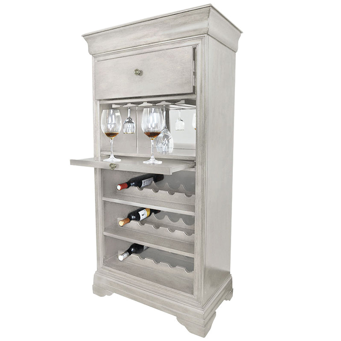 RAM Game Room Bar Cabinet with Wine Rack - Antique White - BRCB2 AW - Wine Cooler City