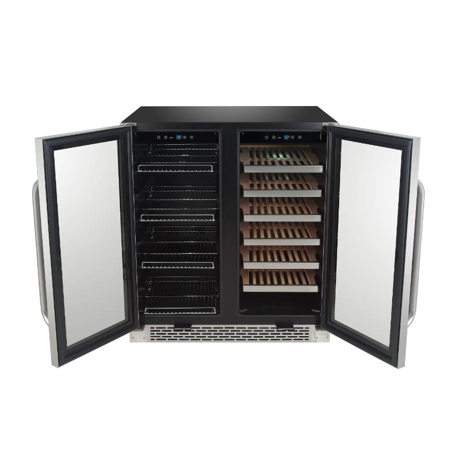 Whynter 30″ Built-In French Door Dual Zone 33 Bottle Wine Refrigerator 88 Can Beverage Center - BWB-3388FDS