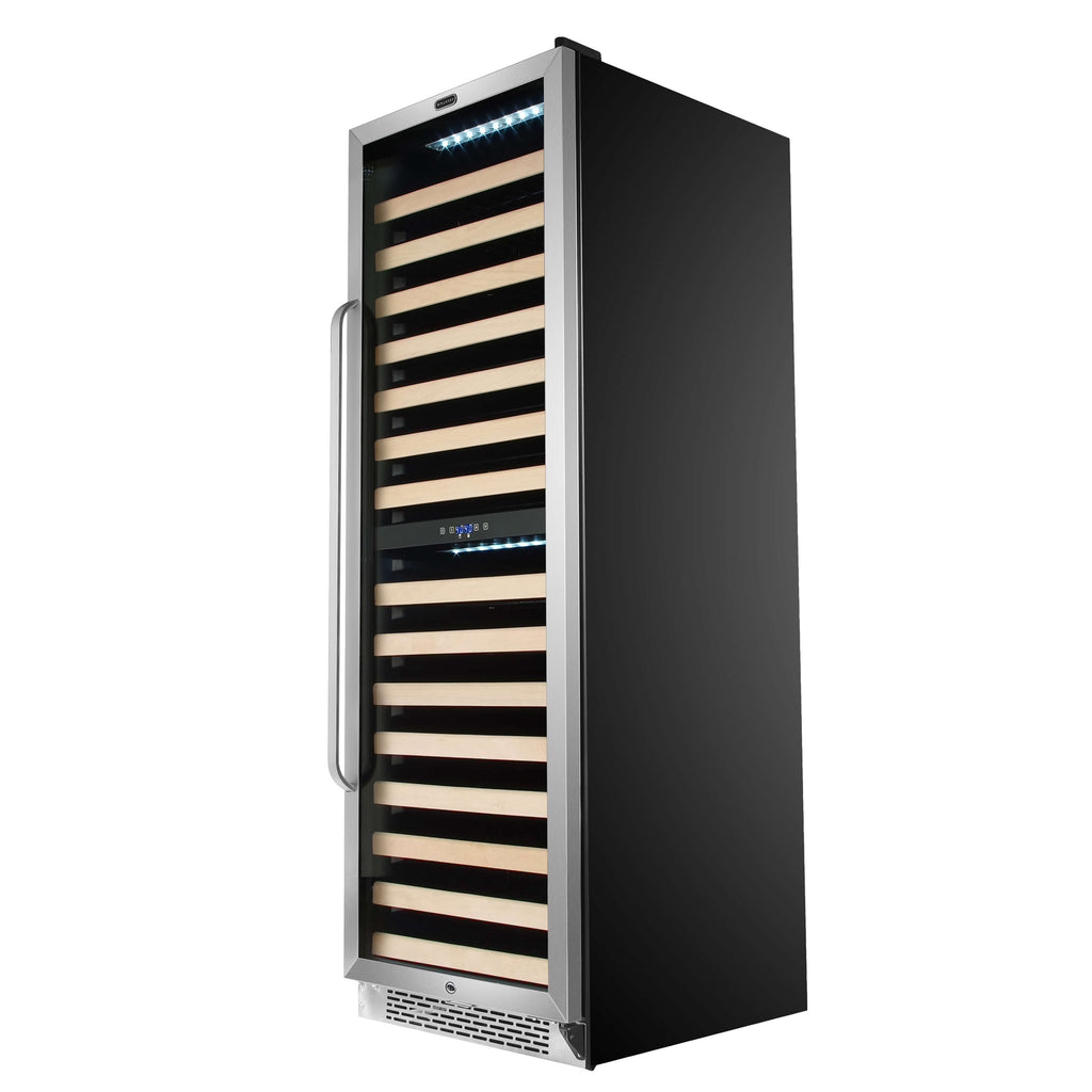 Whynter 164 Bottle Built-in Stainless Steel Dual Zone Compressor Wine Refrigerator with Display Rack and LED display - BWR-1642DZ - Wine Cooler City
