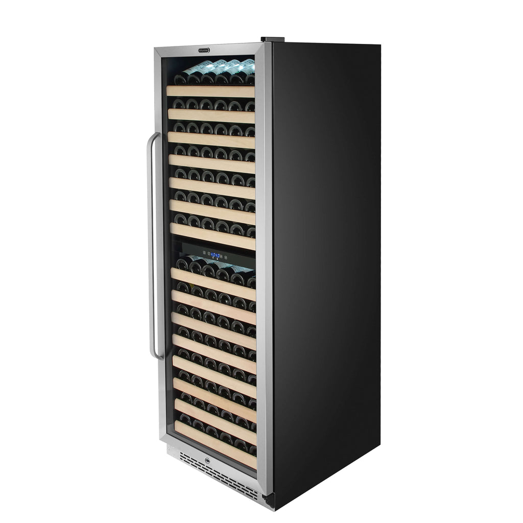Whynter 164 Bottle Built-in Stainless Steel Dual Zone Compressor Wine Refrigerator with Display Rack and LED display - BWR-1642DZ - Wine Cooler City