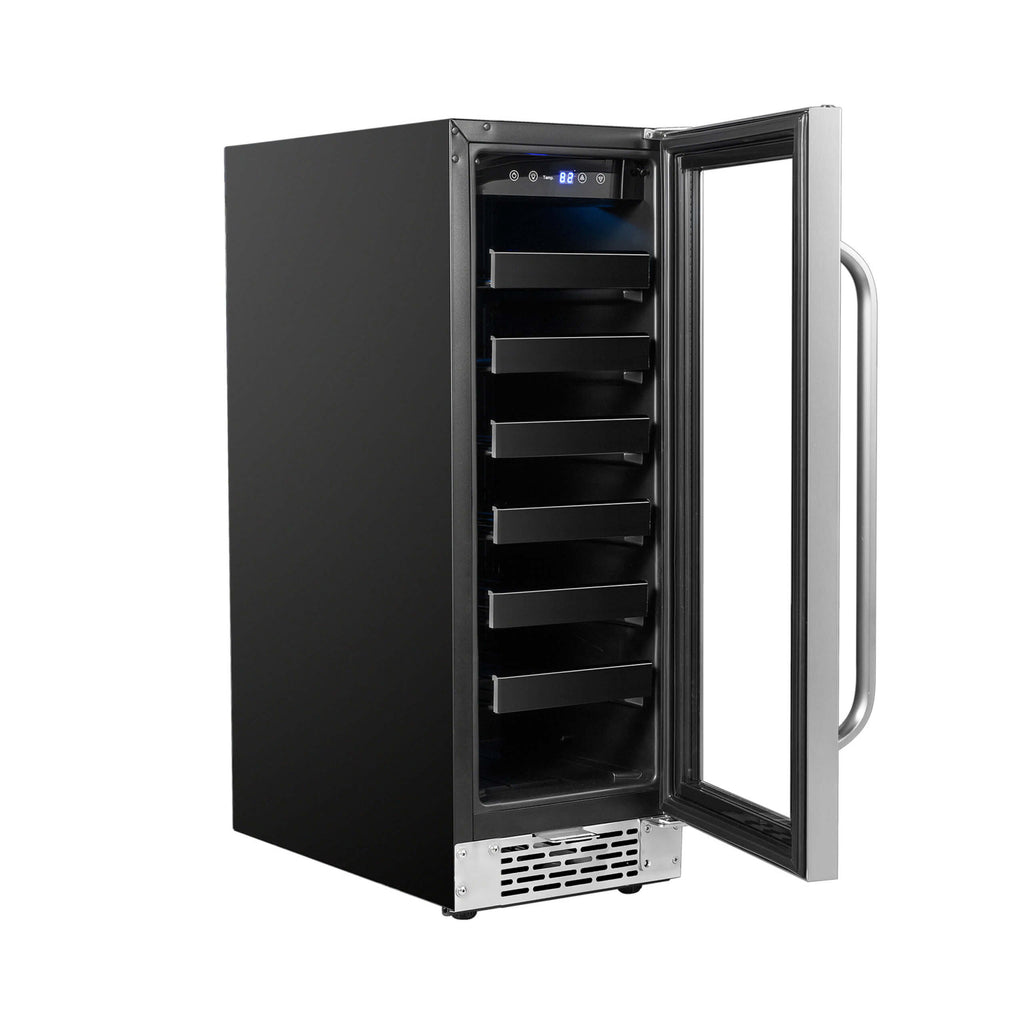 Whynter 12 inch Built-In 20 Bottle Undercounter Stainless Steel Wine Refrigerator with Reversible Door, Digital Control, Lock and Carbon Filter - BWR-208SB