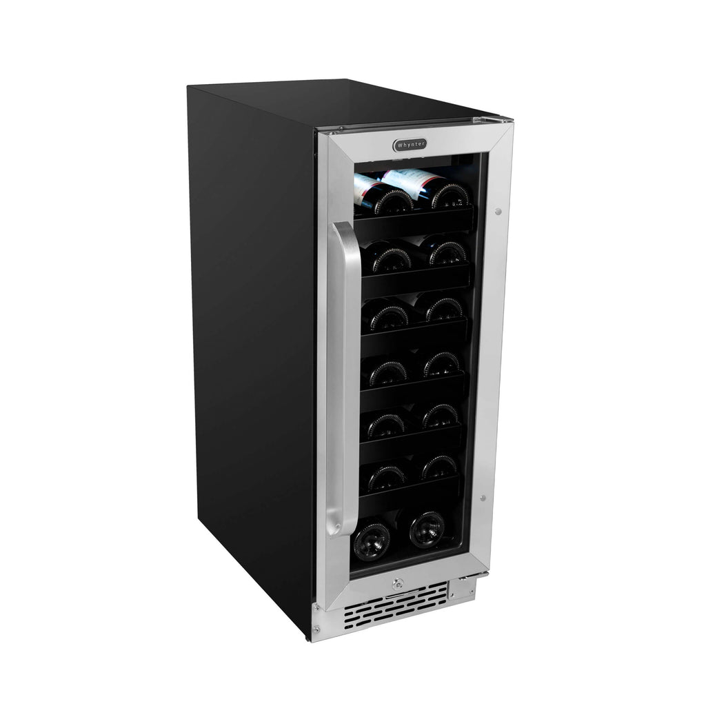 Whynter 12 inch Built-In 20 Bottle Undercounter Stainless Steel Wine Refrigerator with Reversible Door, Digital Control, Lock and Carbon Filter - BWR-208SB
