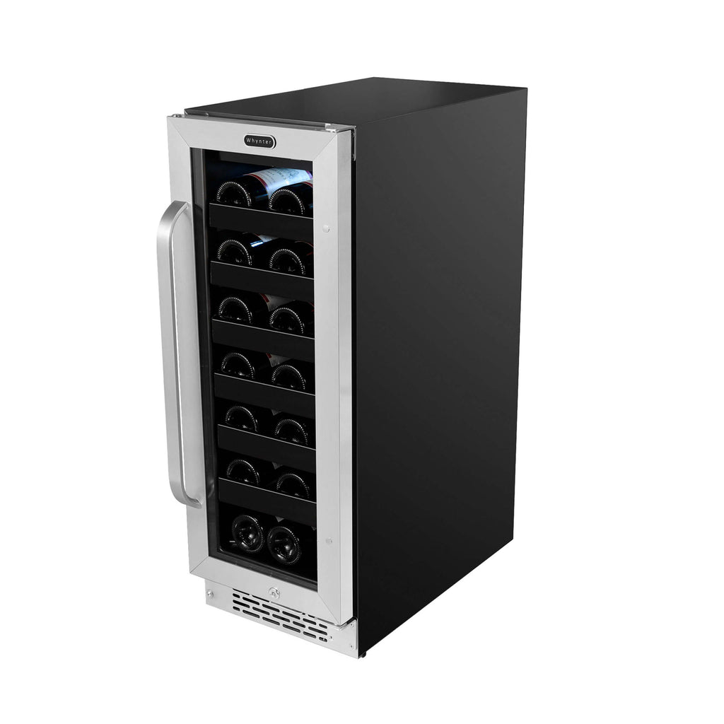 Whynter 12 inch Built-In 20 Bottle Undercounter Stainless Steel Wine Refrigerator with Reversible Door, Digital Control, Lock and Carbon Filter - BWR-208SB