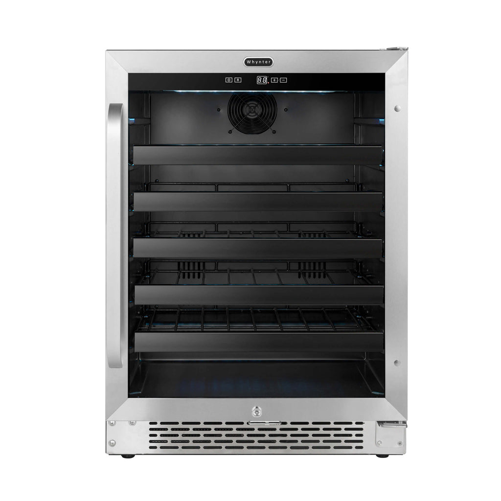 Whynter 24 inch Built-In 46 Bottle Undercounter Stainless Steel Wine Refrigerator with Reversible Door, Digital Control, Lock and Carbon Filter - BWR-408SB