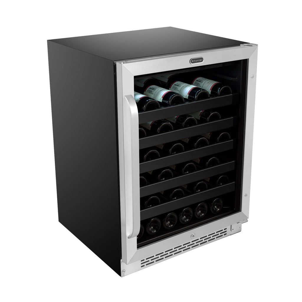 Whynter 24 inch Built-In 46 Bottle Undercounter Stainless Steel Wine Refrigerator with Reversible Door, Digital Control, Lock and Carbon Filter - BWR-408SB