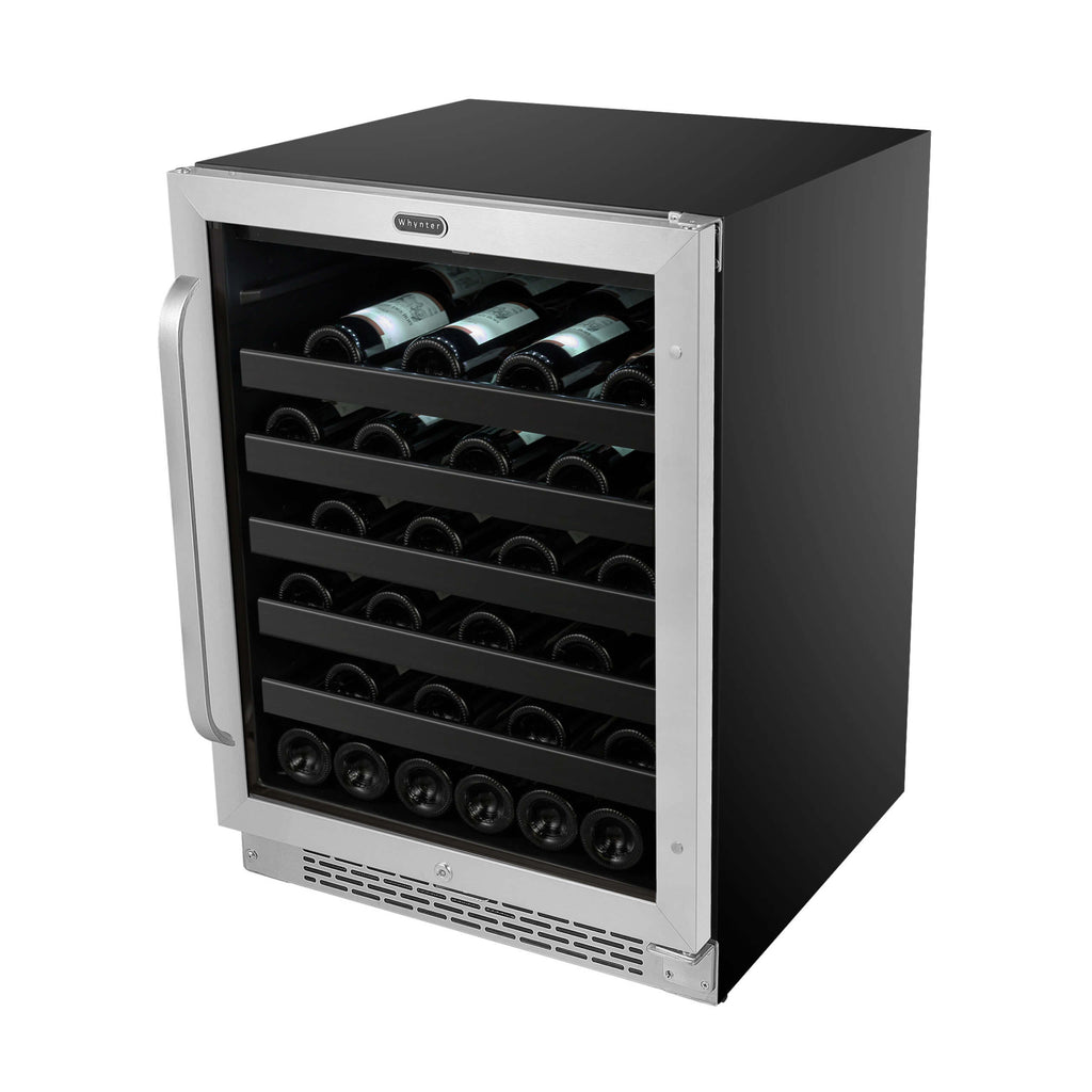 Whynter 24 inch Built-In 46 Bottle Undercounter Stainless Steel Wine Refrigerator with Reversible Door, Digital Control, Lock and Carbon Filter - BWR-408SB