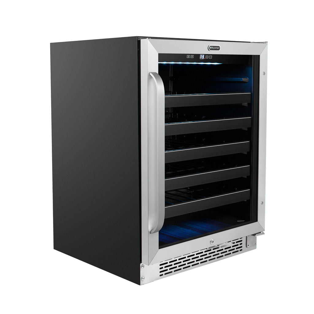 Whynter 24 inch Built-In 46 Bottle Undercounter Stainless Steel Wine Refrigerator with Reversible Door, Digital Control, Lock and Carbon Filter - BWR-408SB