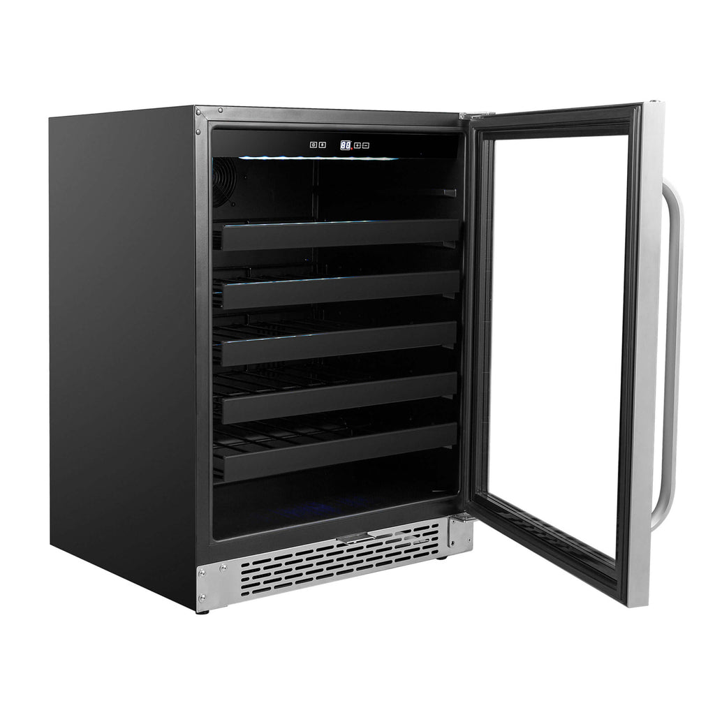 Whynter 24 inch Built-In 46 Bottle Undercounter Stainless Steel Wine Refrigerator with Reversible Door, Digital Control, Lock and Carbon Filter - BWR-408SB
