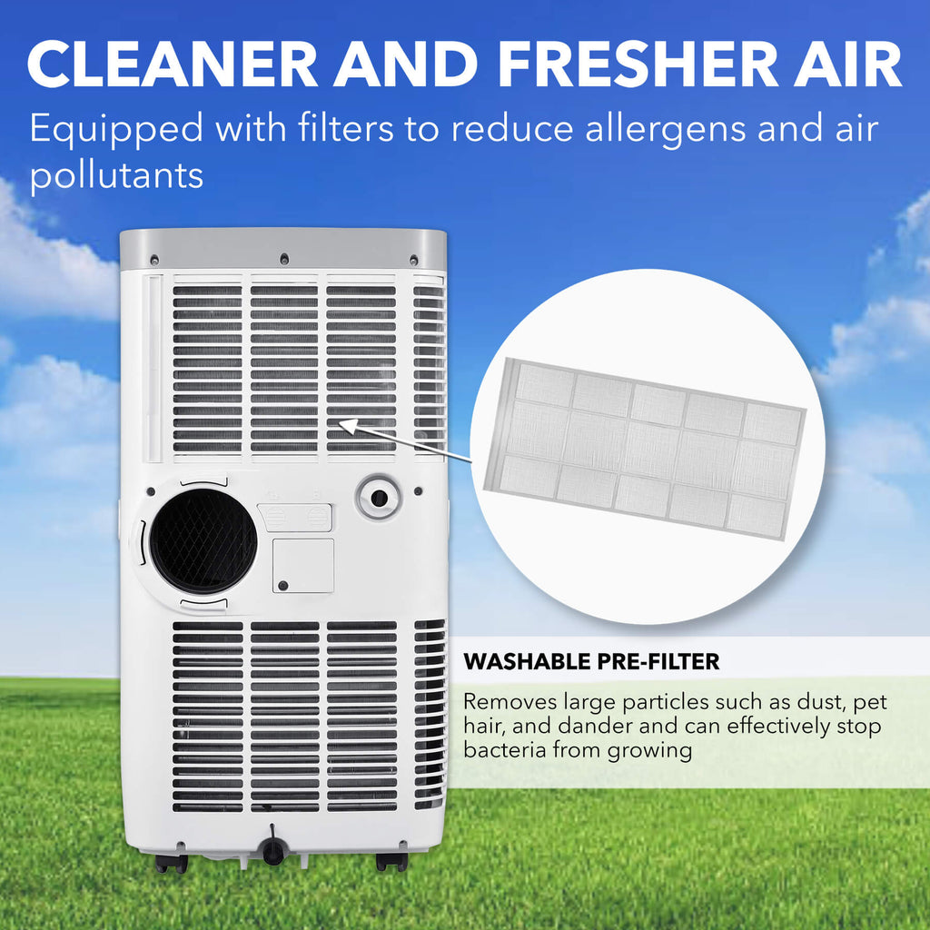 Whynter ARC-115WG 11,000 BTU (6,800 BTU SACC) Compact Portable Air Conditioner, Dehumidifier, and Fan with Remote Control, up to 400 sq ft in White/Grey