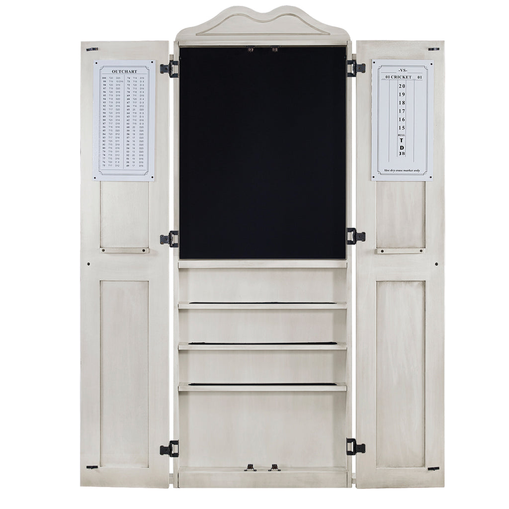 RAM Game Room Dartboard Cabinet Cue Holder - Antique White - DCAB2 AW