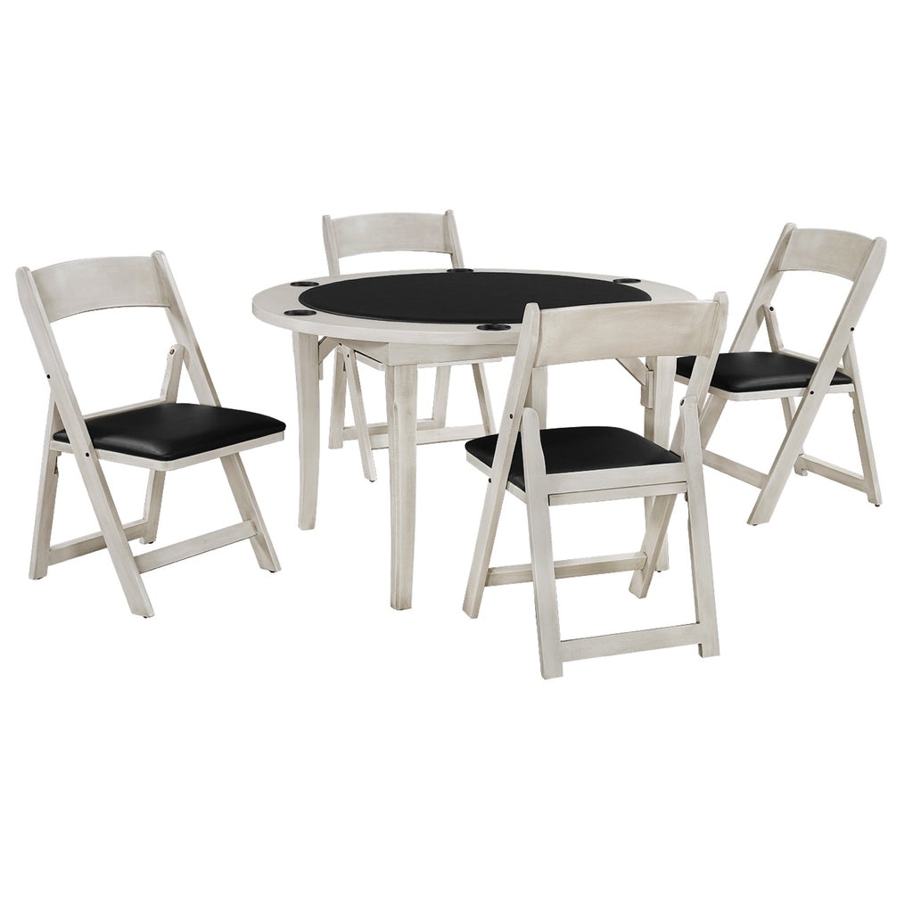 RAM Game Room 48" Folding Game Table - Antique White - FLDGTBL AW - Wine Cooler City