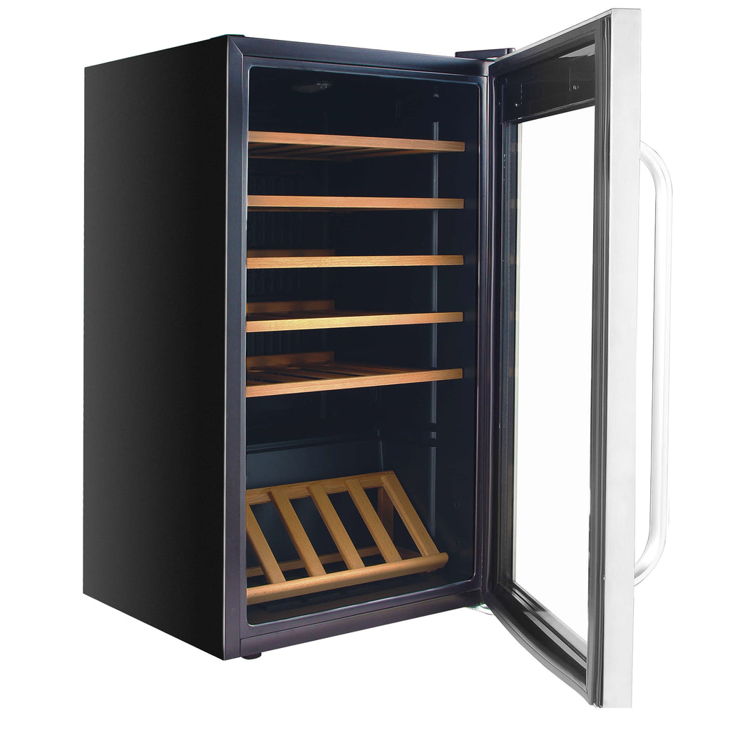 Whynter 34 Bottle Freestanding Stainless Steel Wine Refrigerator with Display Shelf and Digital Control - FWC-341TS - Wine Cooler City