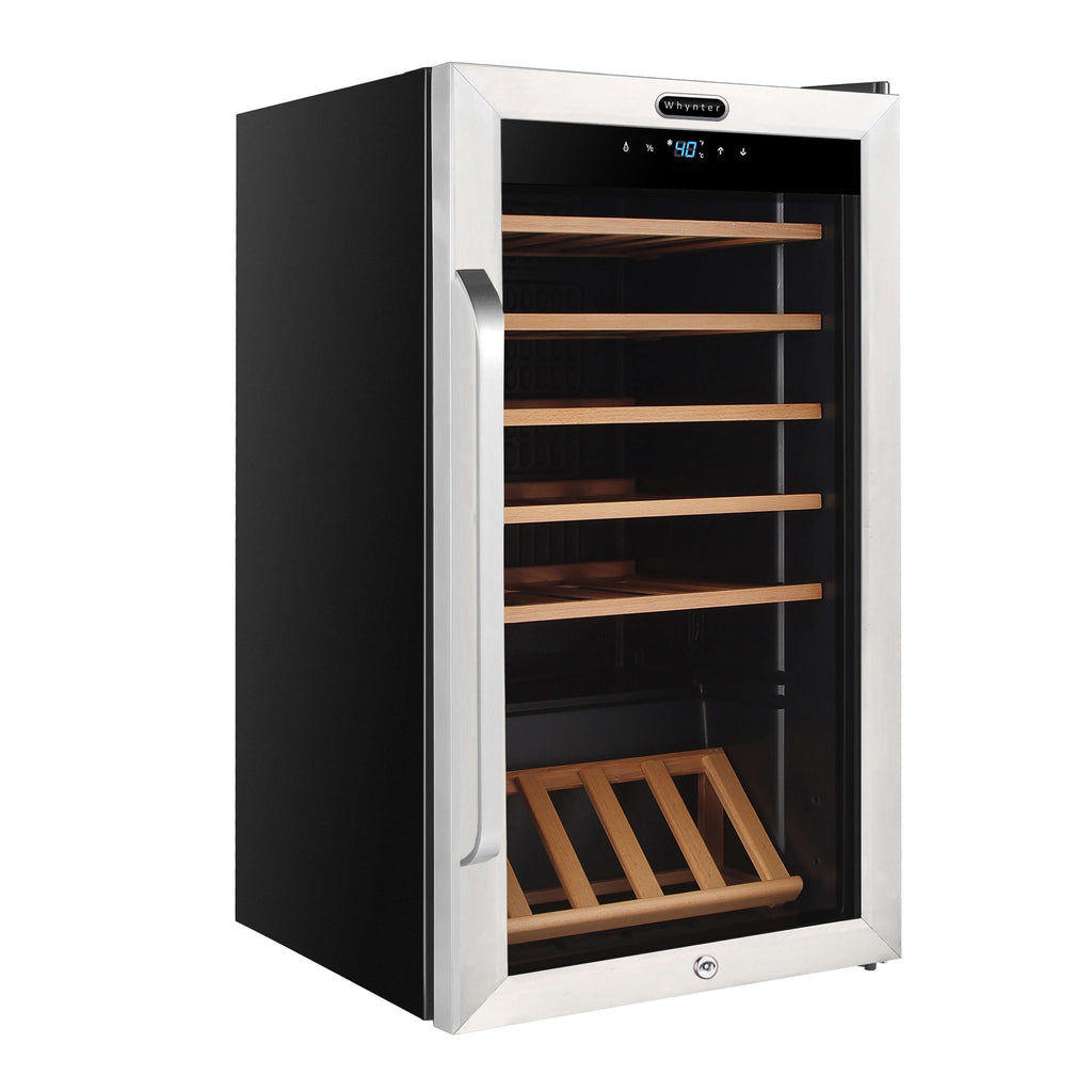 Whynter 34 Bottle Freestanding Stainless Steel Wine Refrigerator with Display Shelf and Digital Control - FWC-341TS - Wine Cooler City