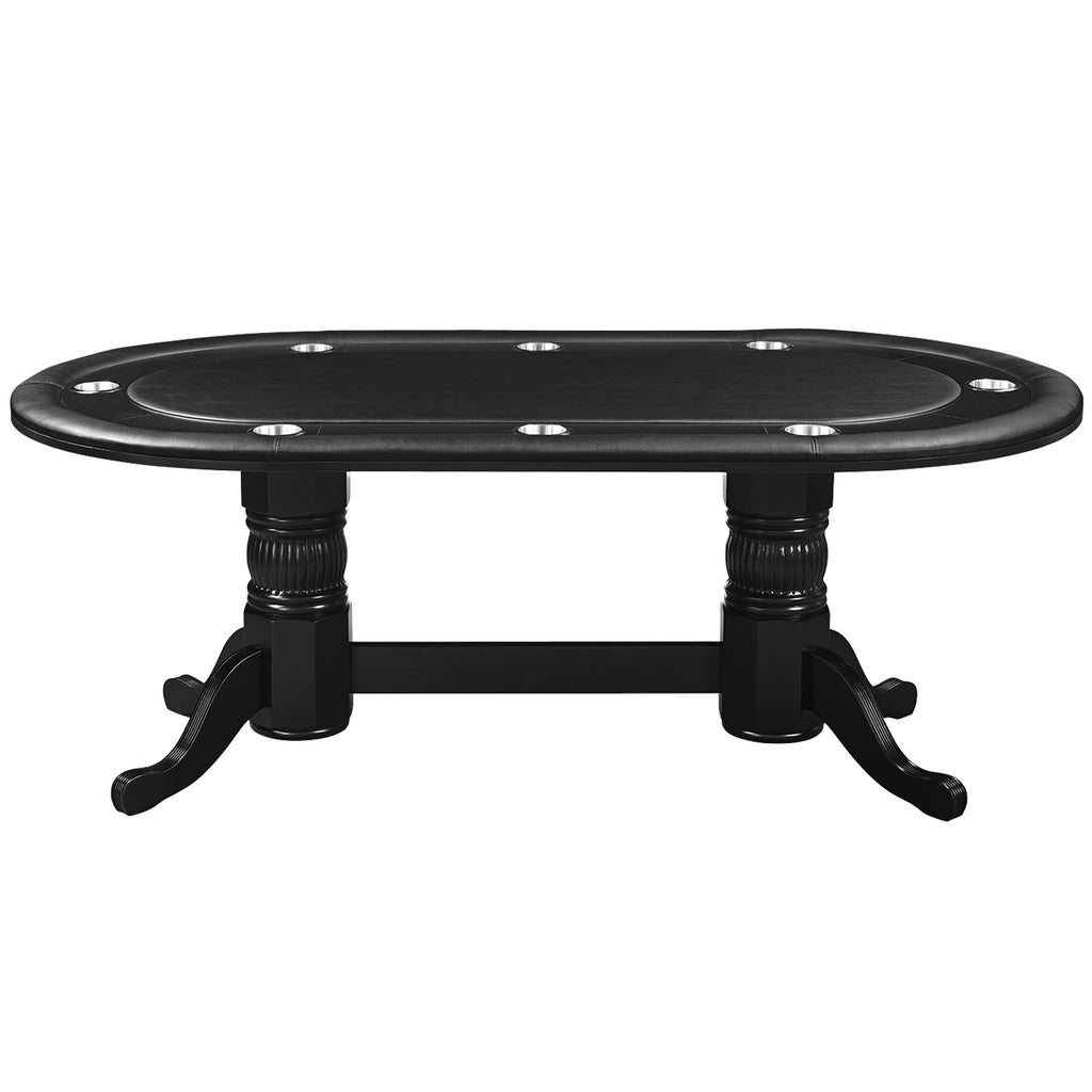 RAM Game Room 84" Texas Hold'Em Game Table With Dining Top GTBL84 BLK WT - Wine Cooler City