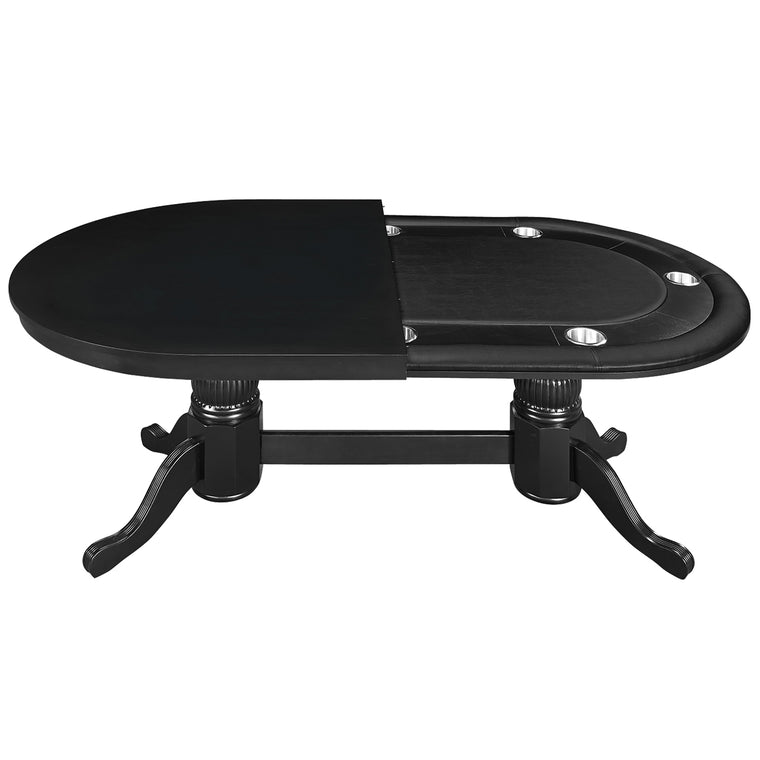 RAM Game Room 84" Texas Hold'Em Game Table With Dining Top GTBL84 BLK WT - Wine Cooler City