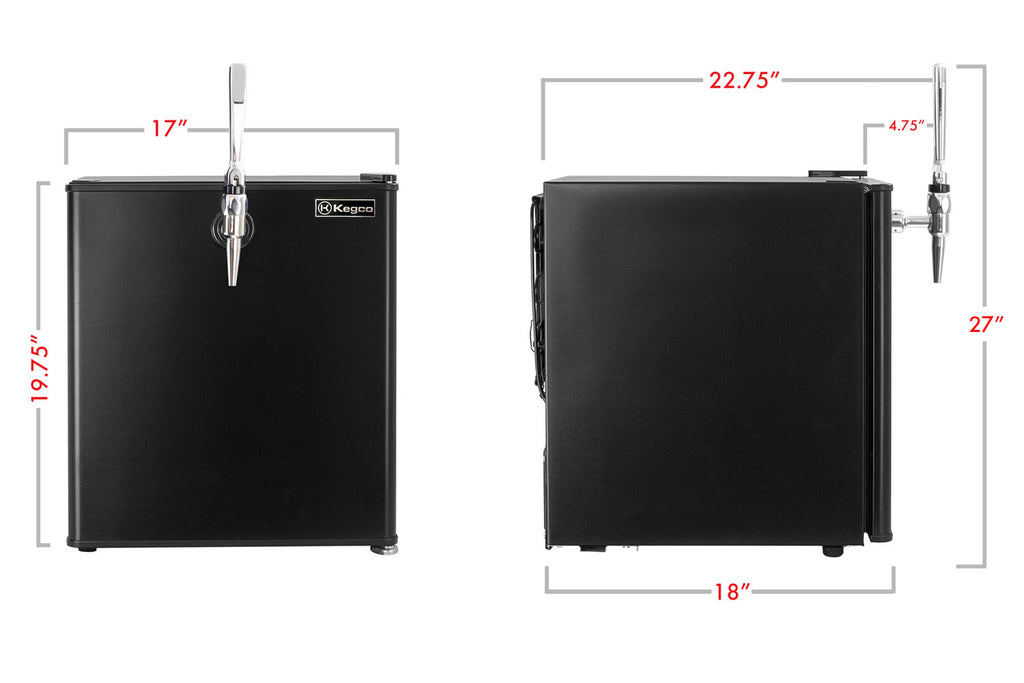 Kegco 17" Wide Cold Brew Coffee Single Tap Black Mini Kegerator Model: HK-46-CB