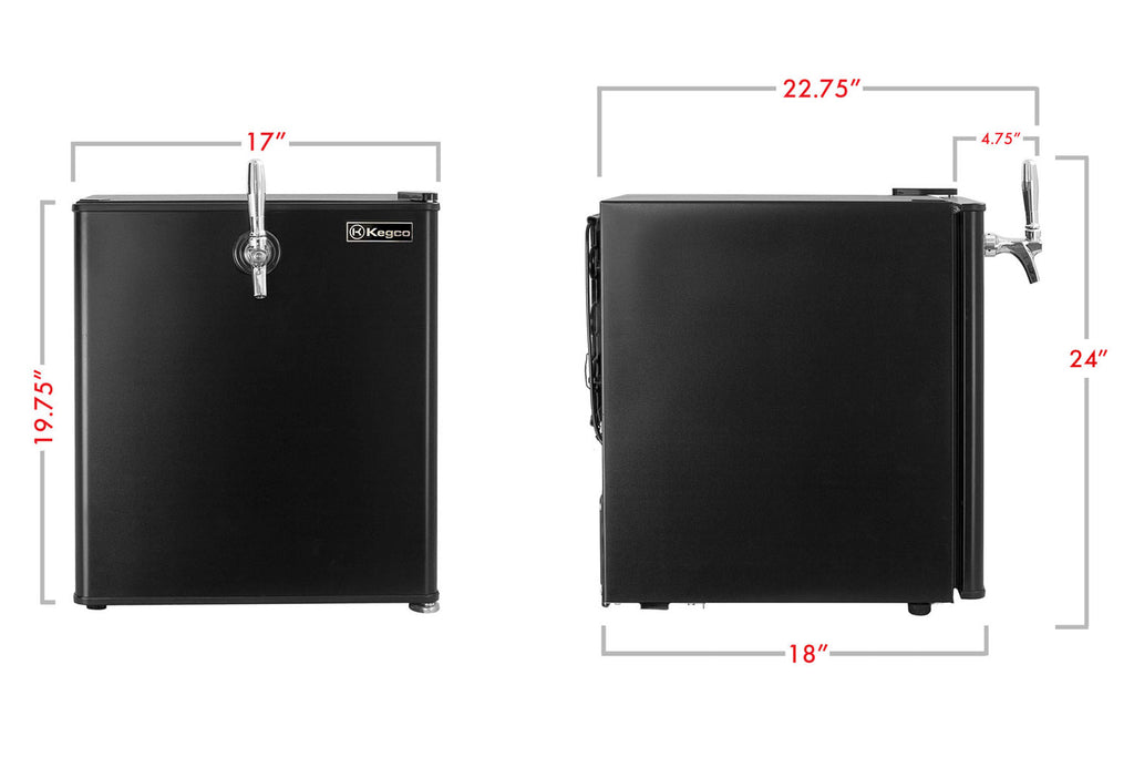 Kegco 17" Wide Draft Beer Single Tap Black Commercial/Residential Mini Kegerator Model: HK-46-DB