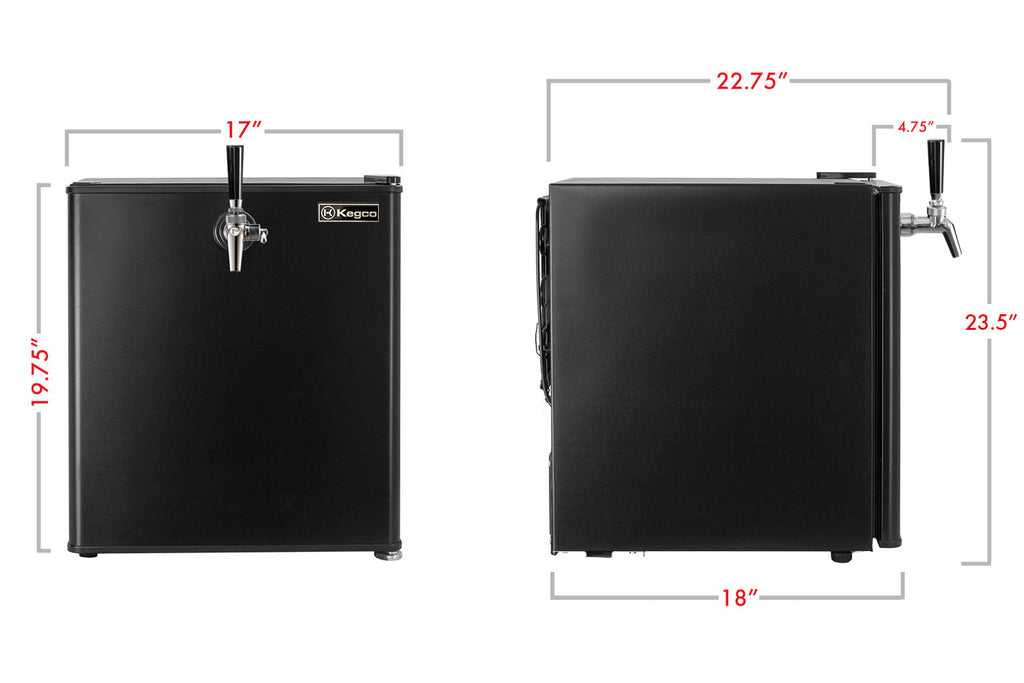 Kegco 17" Wide Carbonated Water Single Tap Black Commercial/Residential Mini Kegerator Model: HK-46-CW