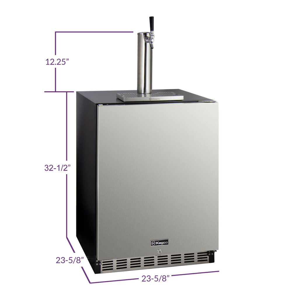 Kegco 24" Wide Single Tap Stainless Steel Built-In Right Hinge ADA Kegerator - Cabinet Only Model: HK-48ADA-BS