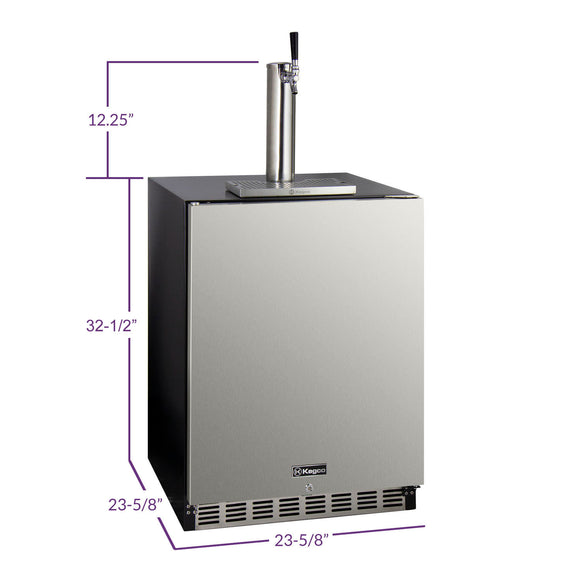Kegco 24" Wide Single Tap Stainless Steel Built-In Left Hinge ADA Kegerator with Kit - HK48BSA-L-1