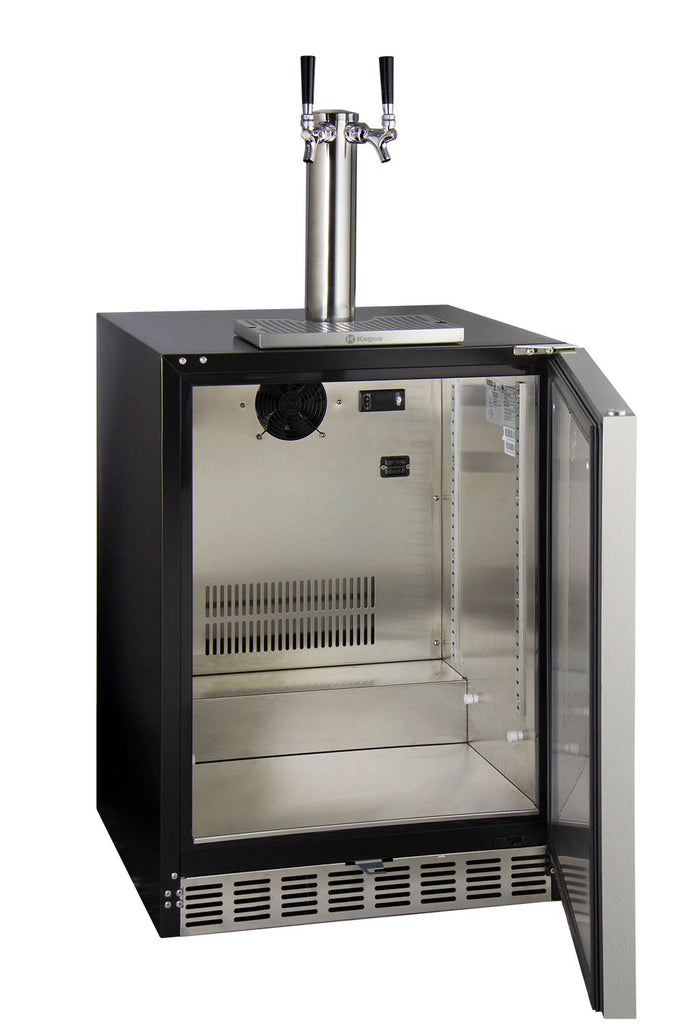 Kegco 24" Wide Dual Tap Stainless Steel Built-In Left Hinge ADA Kegerator with Kit - HK48BSA-L-2