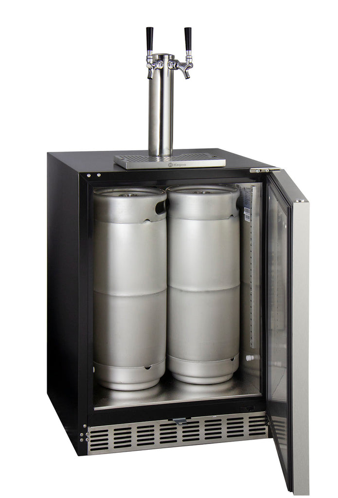 Kegco 24" Wide Dual Tap Stainless Steel Built-In Left Hinge ADA Kegerator with Kit - HK48BSA-L-2