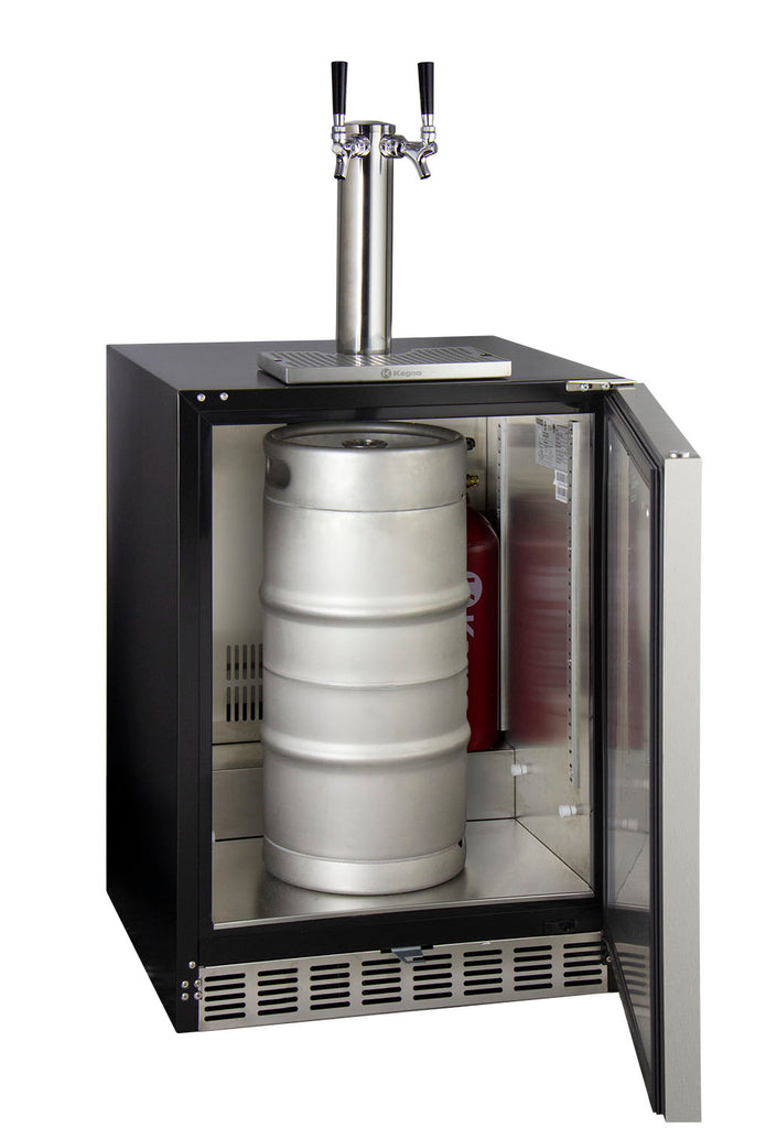 Kegco 24" Wide Dual Tap Stainless Steel Right Hinge Built-in ADA Kegerator with Kit - HK48BSA-2