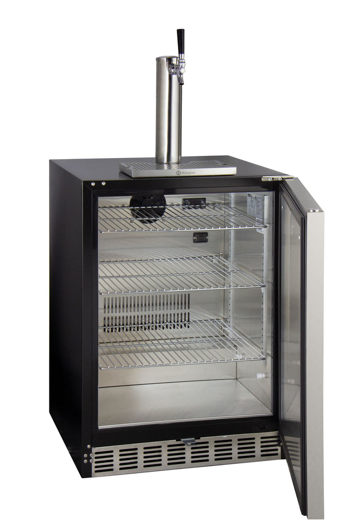 Kegco 24" Wide Single Tap Stainless Steel Built-In Right Hinge ADA Kegerator with Kit - HK48BSA-1