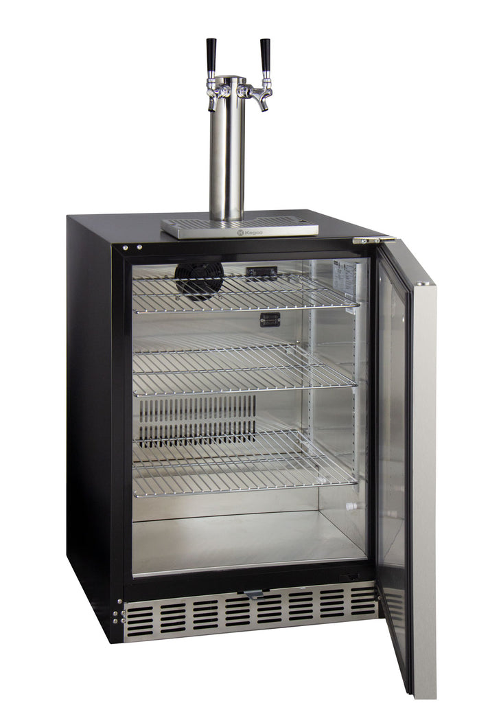 Kegco 24" Wide Dual Tap Stainless Steel Built-In Left Hinge ADA Kegerator with Kit - HK48BSA-L-2