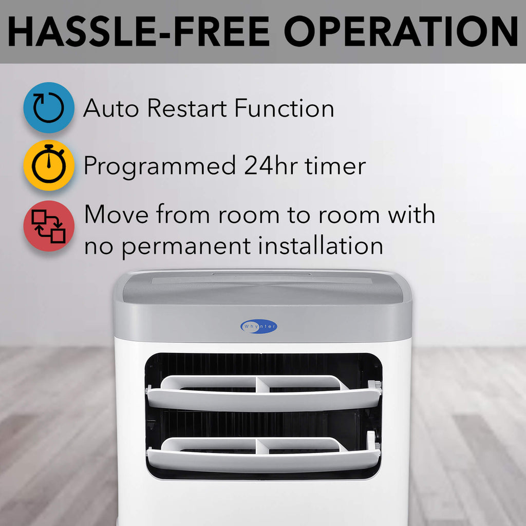 Whynter ARC-115WG 11,000 BTU (6,800 BTU SACC) Compact Portable Air Conditioner, Dehumidifier, and Fan with Remote Control, up to 400 sq ft in White/Grey