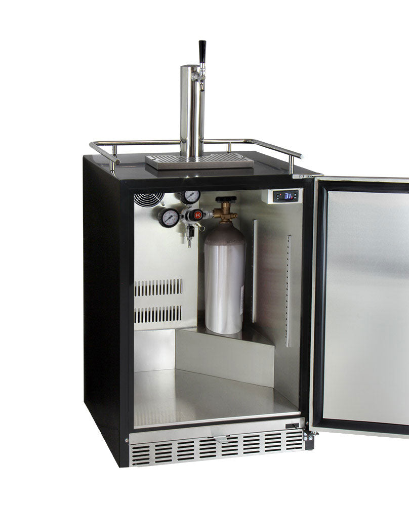 Kegco - 24" Wide Cold Brew Coffee Single Tap Black Commercial Built-In Right Hinge Kegerator - ICHK38BSU-1 - Wine Cooler City