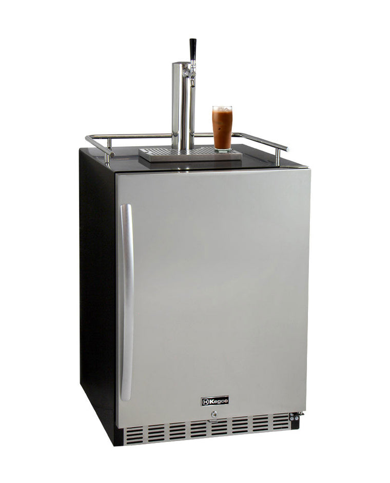 Kegco - 24" Wide Cold Brew Coffee Single Tap Black Commercial Built-In Right Hinge Kegerator - ICHK38BSU-1 - Wine Cooler City