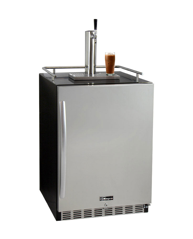 Kegco - 24" Wide Cold Brew Coffee Single Tap Black Commercial Built-In Right Hinge Kegerator - ICHK38BSU-1 - Wine Cooler City