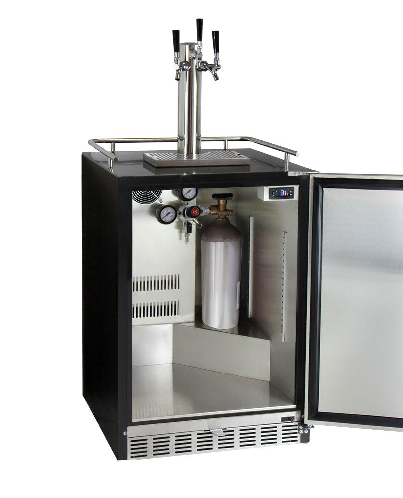 Kegco 24" Wide Cold Brew Coffee Triple Tap Stainless Steel Commercial Built-In Right Hinge Kegerator - ICHK38BSU-3