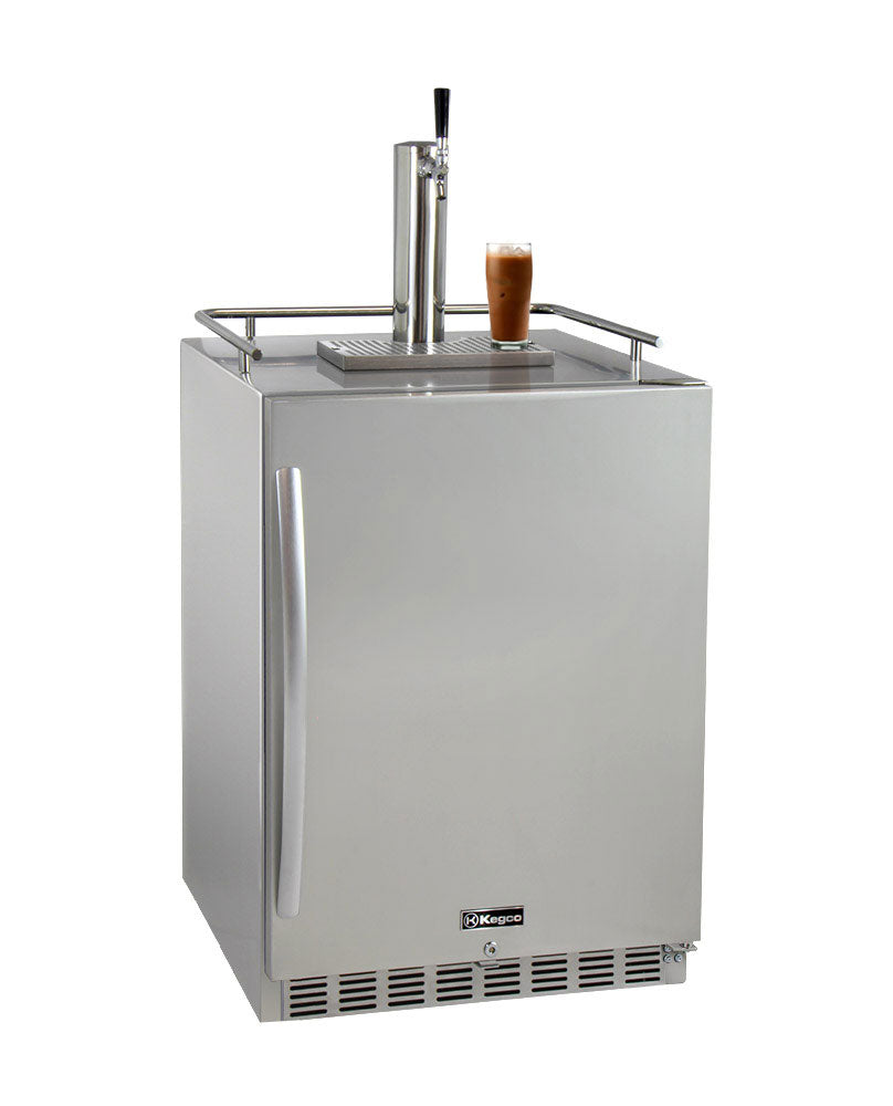 Kegco 24" Wide Cold Brew Coffee Single Tap All Stainless Steel Outdoor Built-In Right Hinge Kegerator Model - ICHK38SSU-1 - Wine Cooler City