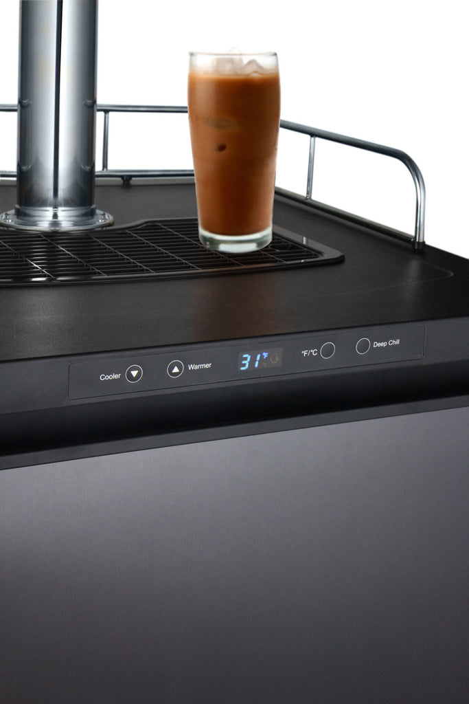 Kegco 24" Wide Cold Brew Coffee Single Tap Black Stainless Kegerator - ICK30X-1NK - Wine Cooler City
