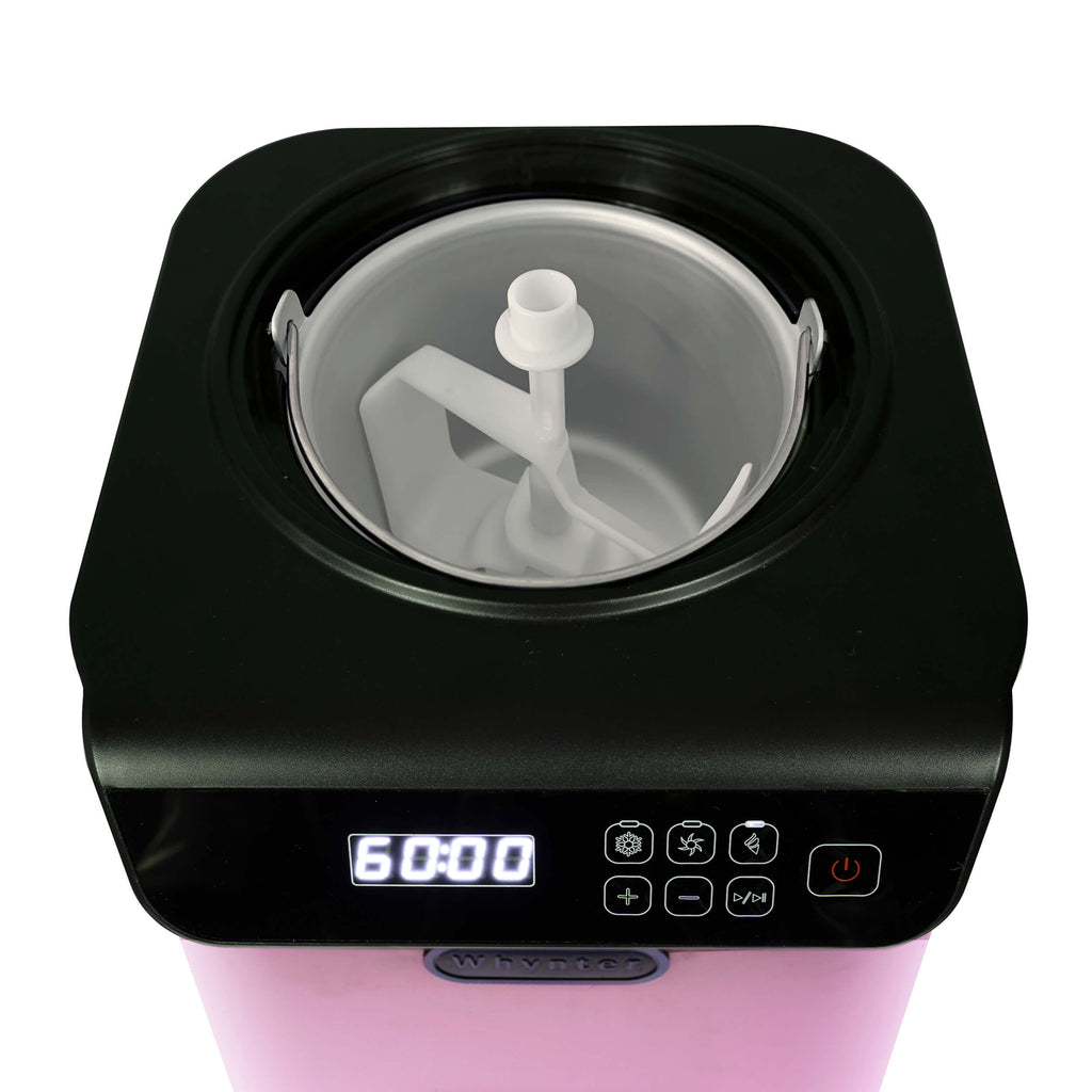 Whynter 1.28 Quart Compact Upright Automatic Ice Cream Maker with Stainless Steel Bowl Limited Black Pink Edition - ICM-128BPS