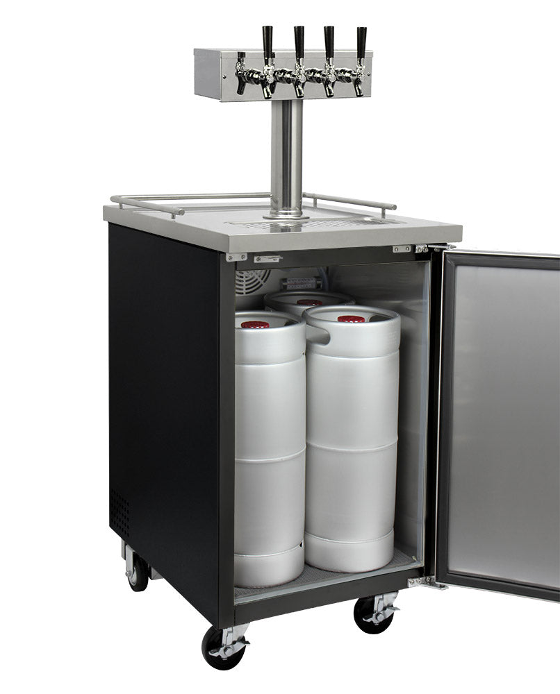 Kegco 24" Wide Cold Brew Coffee Four Tap Black Commercial Kegerator - ICXCK-1B-4